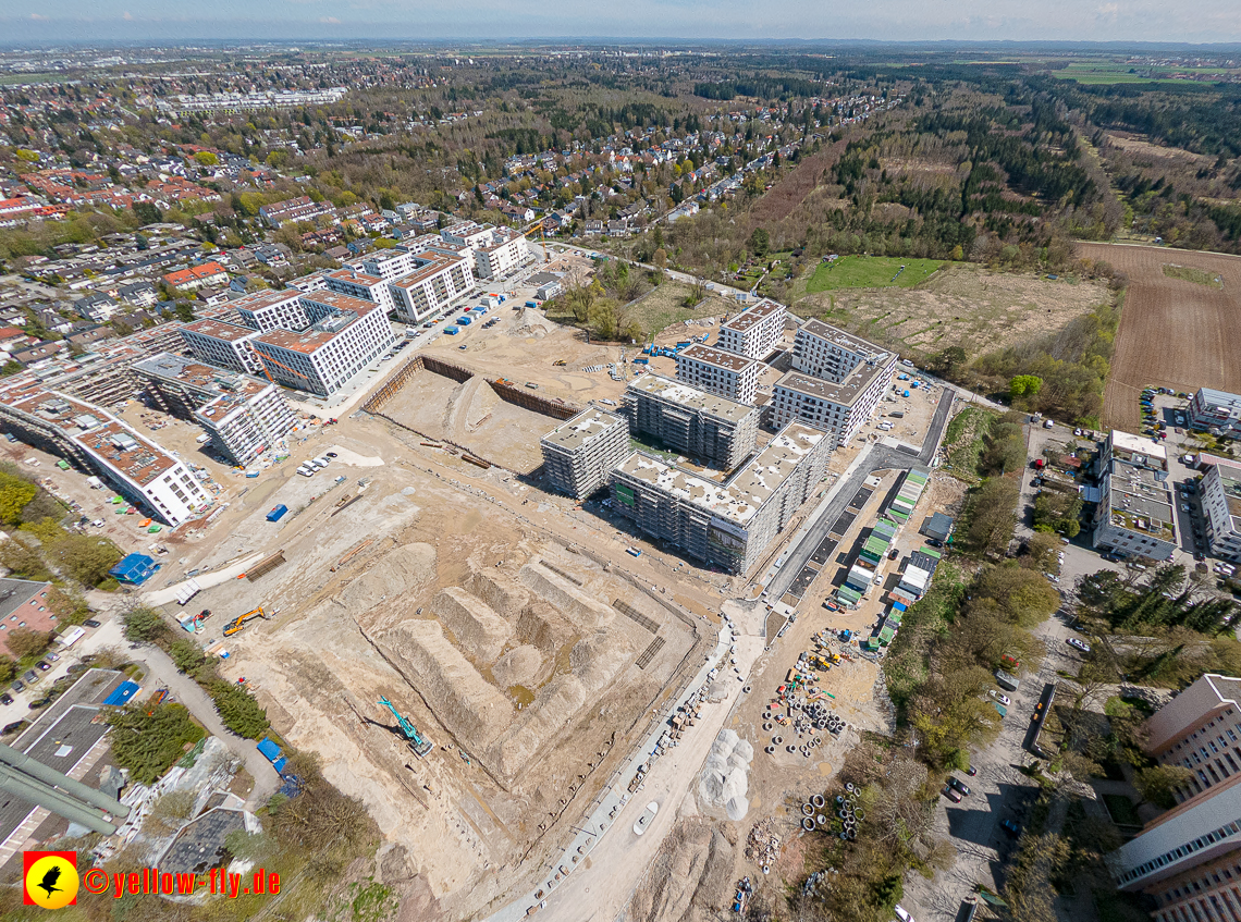 21.04.2023 - Luftbilder von der Baustelle Alexisquartier und Pandion Verde in Neuperlach